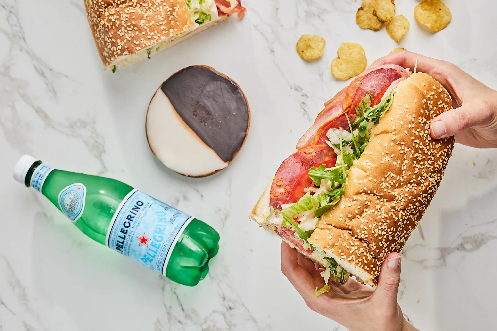 Italian sub sandwich with fresh ingredients