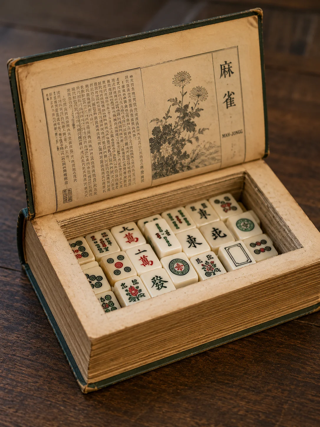 Vintage MahJong set in a decorative book