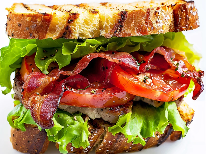 Classic BLT sandwich with crispy bacon and fresh lettuce
