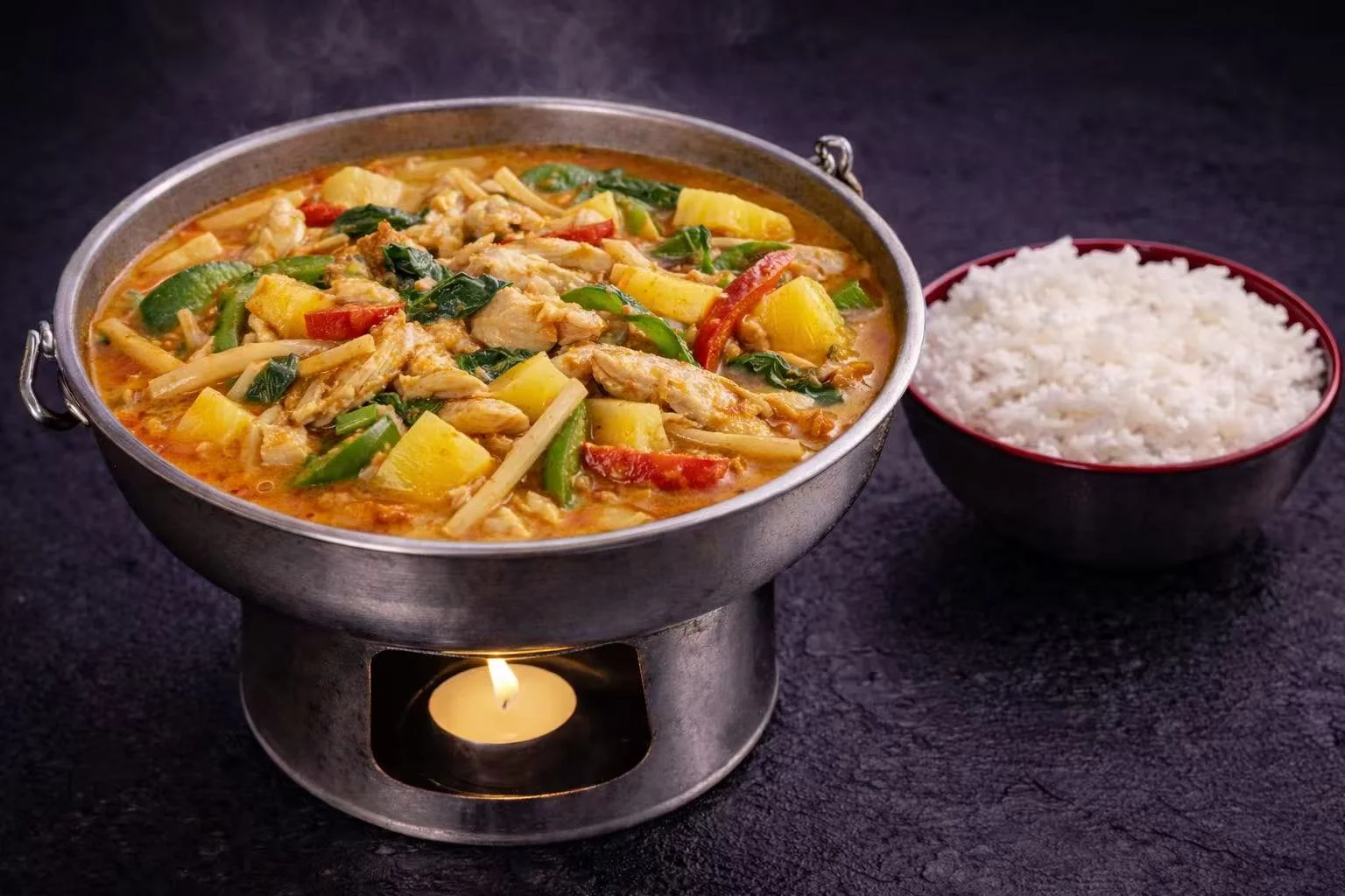 Thai green curry with chicken and pineapple