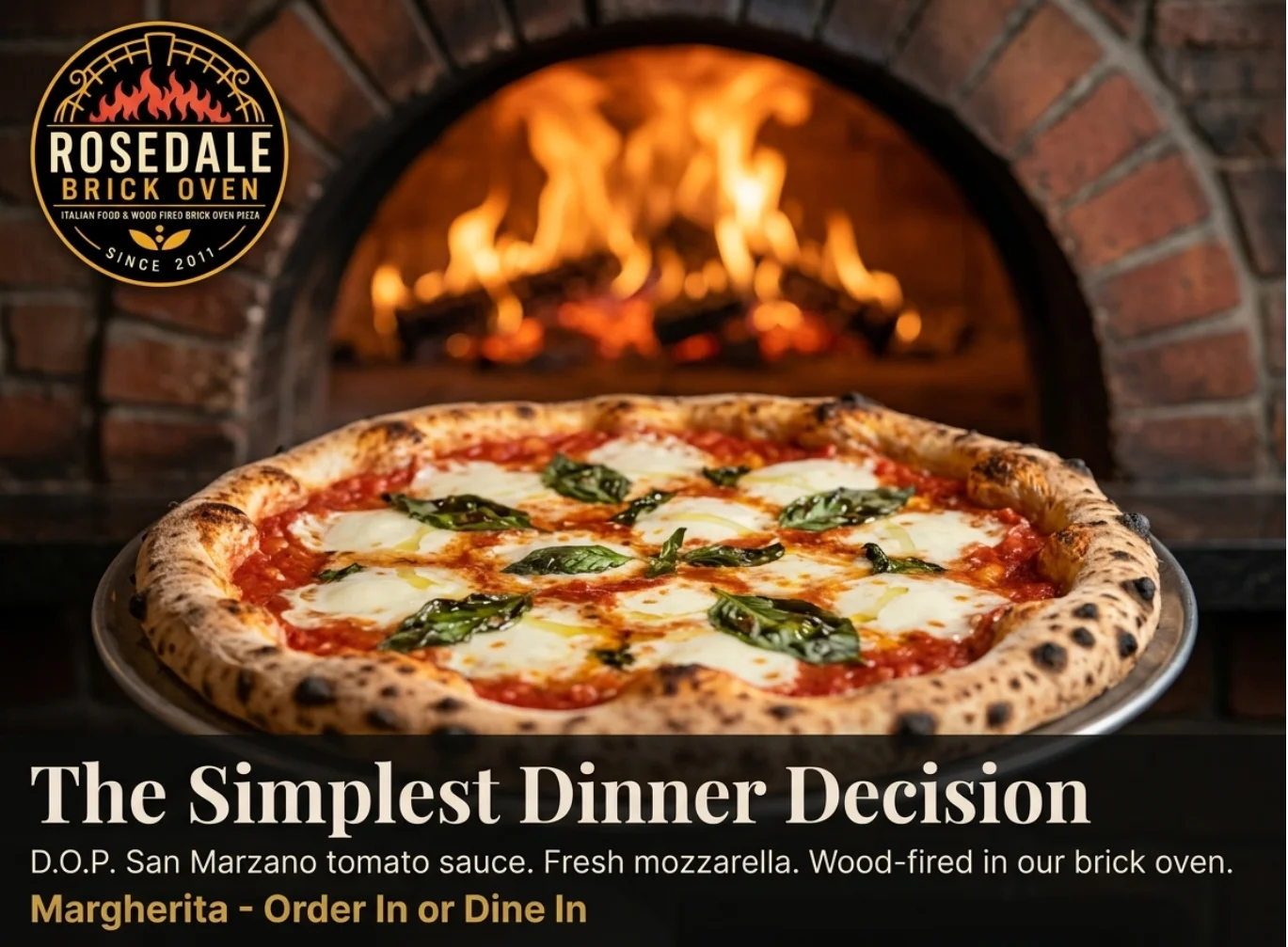 Margherita pizza fresh from a wood-fired oven