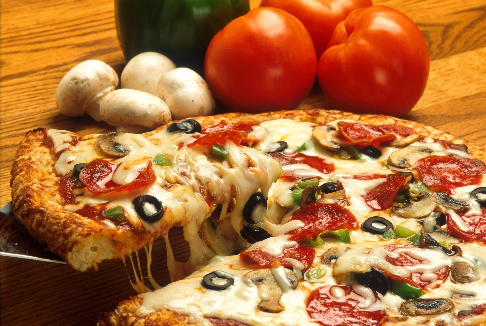Delicious pepperoni pizza with melted cheese and fresh toppings