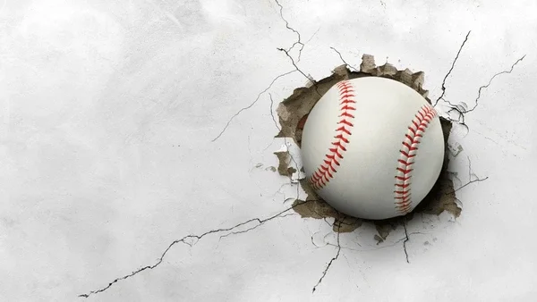 Baseball breaking through a wall