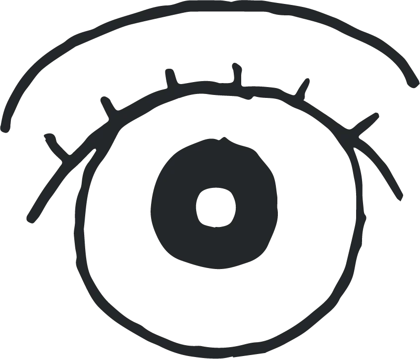 Illustration of a stylized eye with eyelashes
