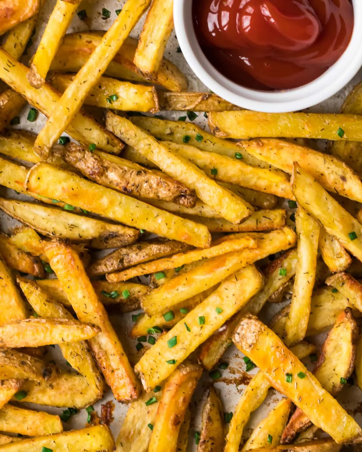 Crispy French fries served with ketchup