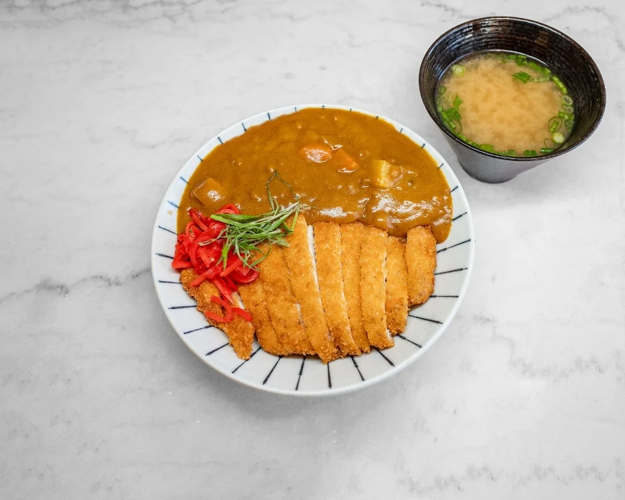Chicken Curry Don + Miso Soup