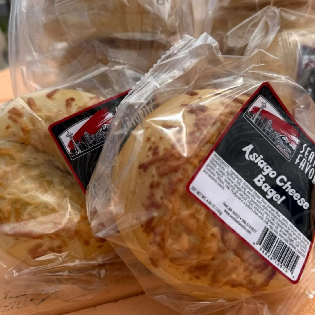 Asiago cheese bagels in packaging