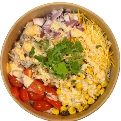 Flavorful Mexican burrito bowl with fresh toppings