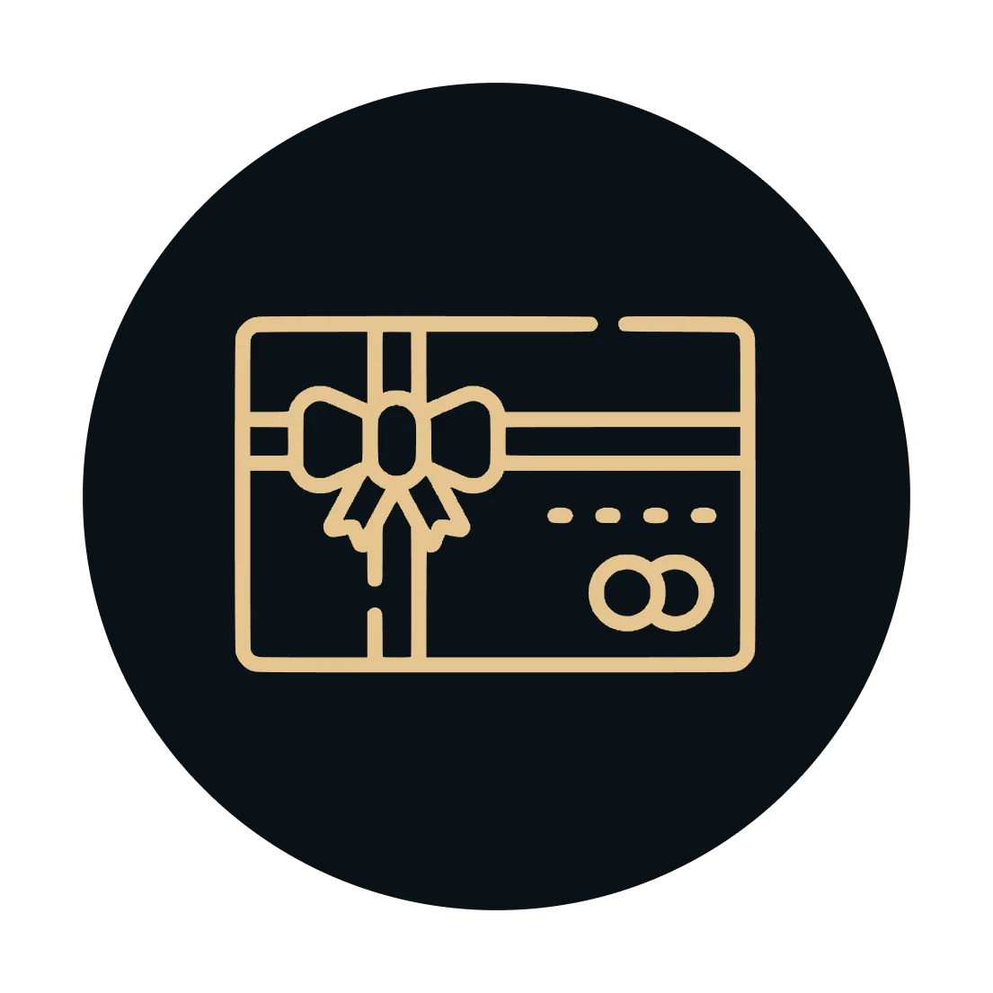 Gift card with a bow design on a dark background