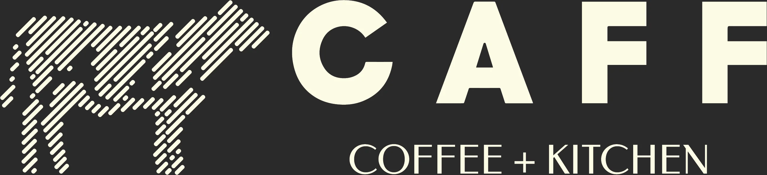 Logo of CAFF Coffee + Kitchen featuring a stylized cow design