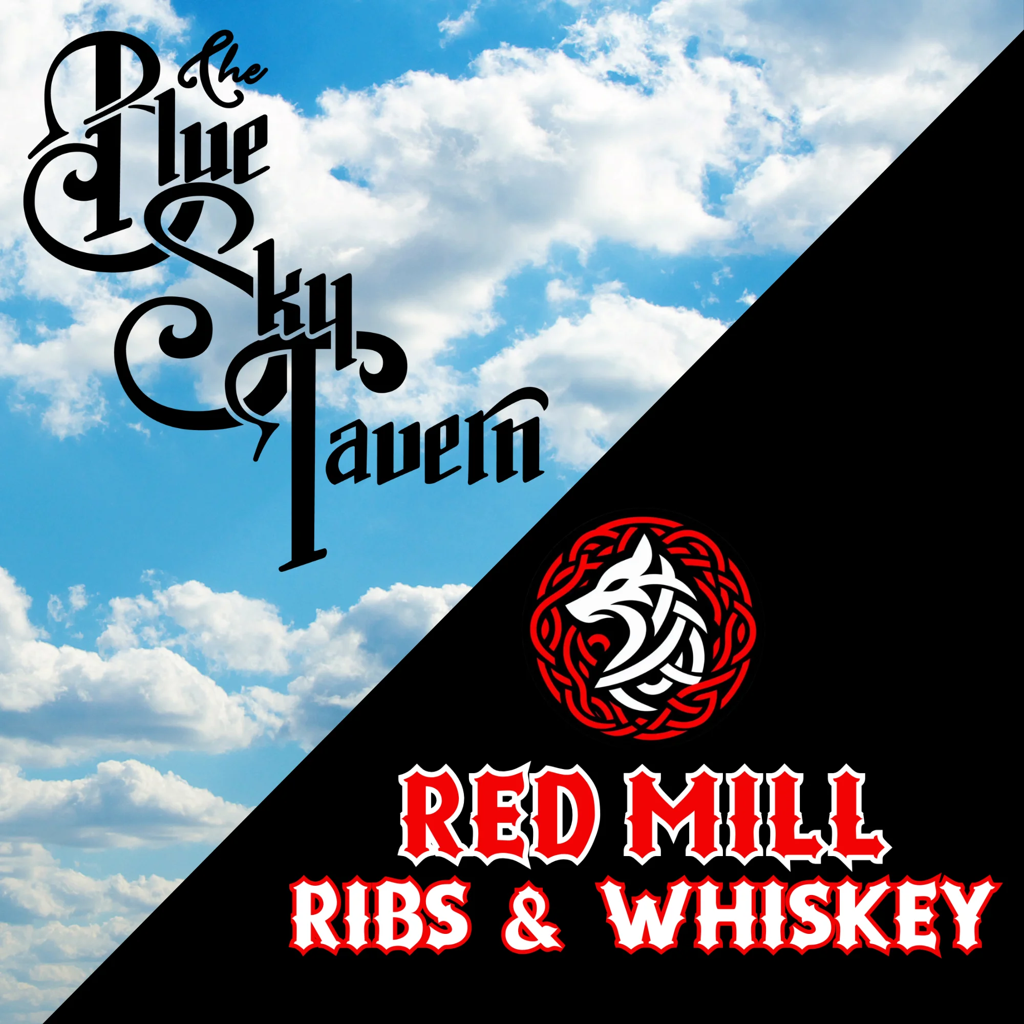 Logo design for The Blue Sky Tavern and Red Mill Ribs & Whiskey