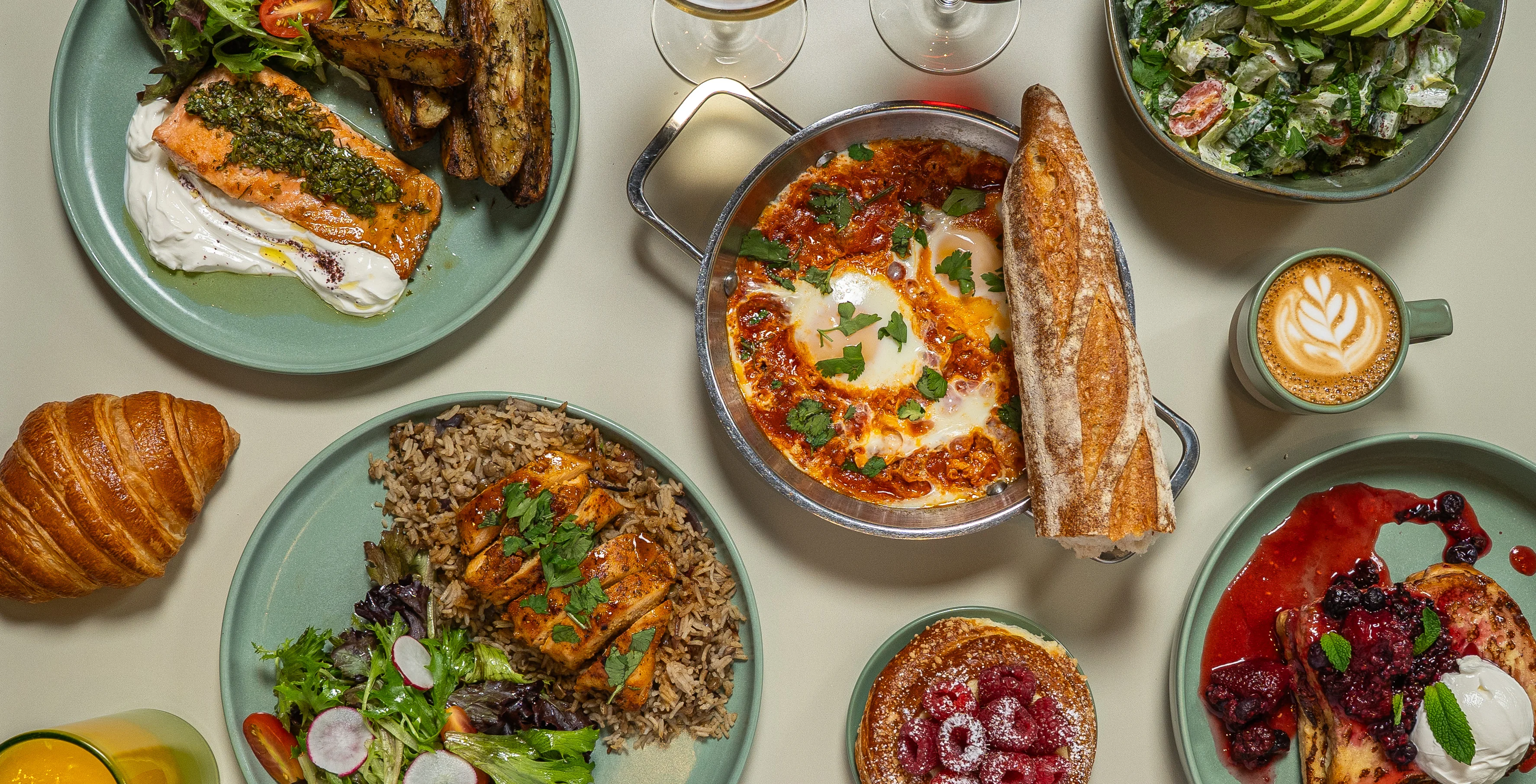 Mediterranean shakshuka with fresh herbs and crusty bread