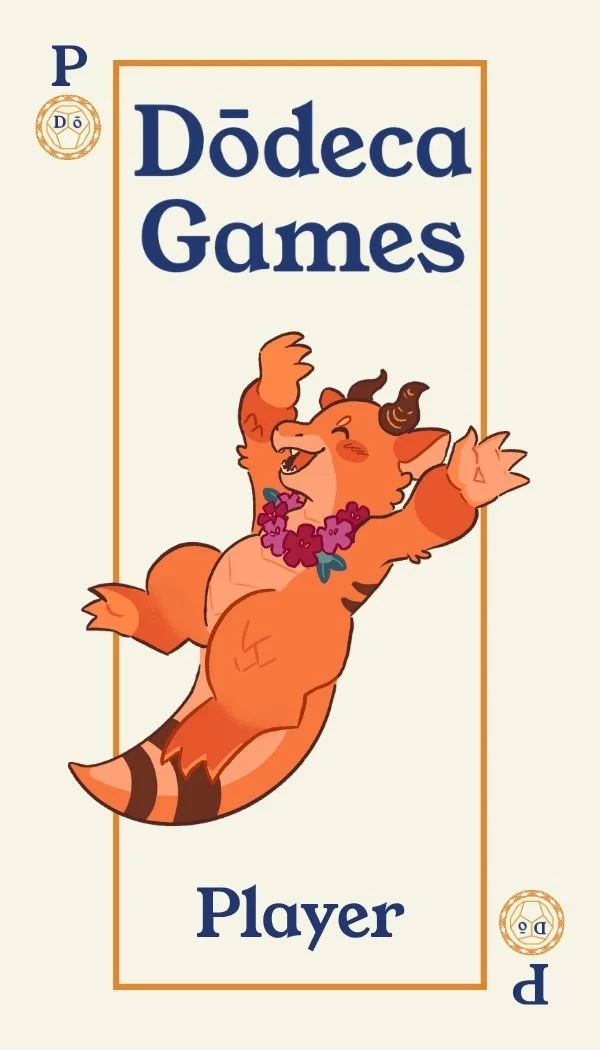 Colorful character design for Dōdeca Games featuring a joyful creature