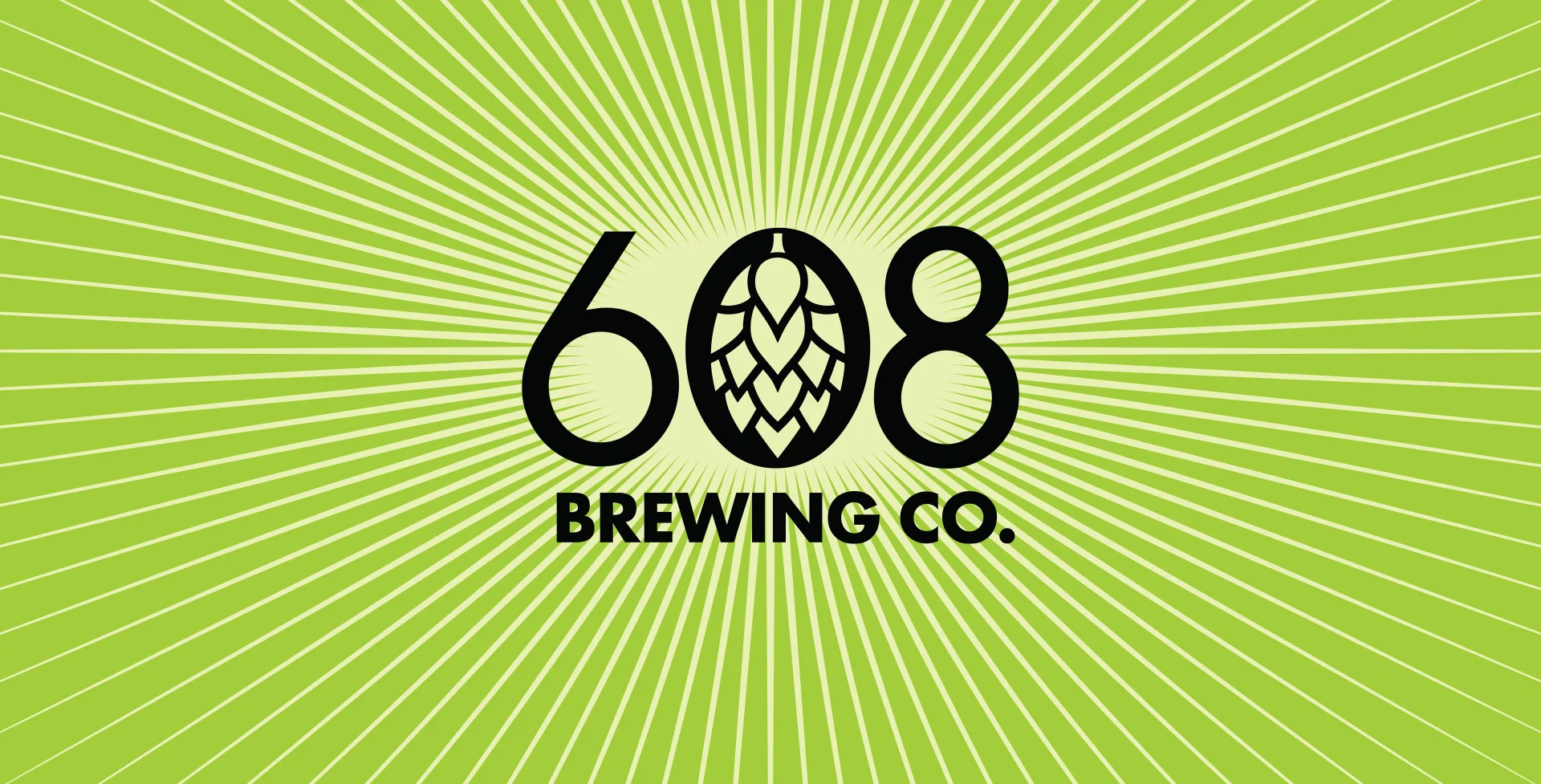 Logo of 608 Brewing Co. with a vibrant green background