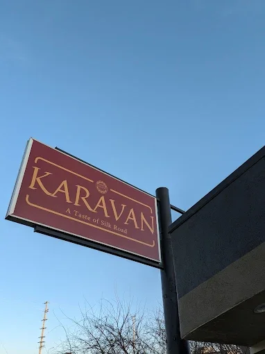 Sign for Karavan restaurant, offering a taste of the Silk Road