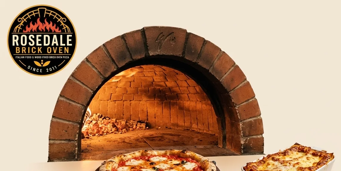 Wood-fired Margherita pizza with lasagna and baked pasta