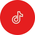 TikTok logo in a vibrant red circle