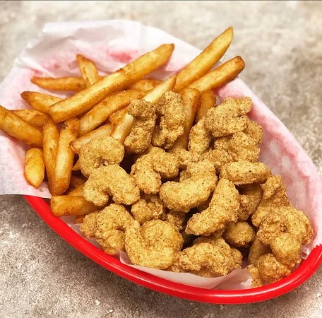 Southern-style fried shrimp with crispy fries