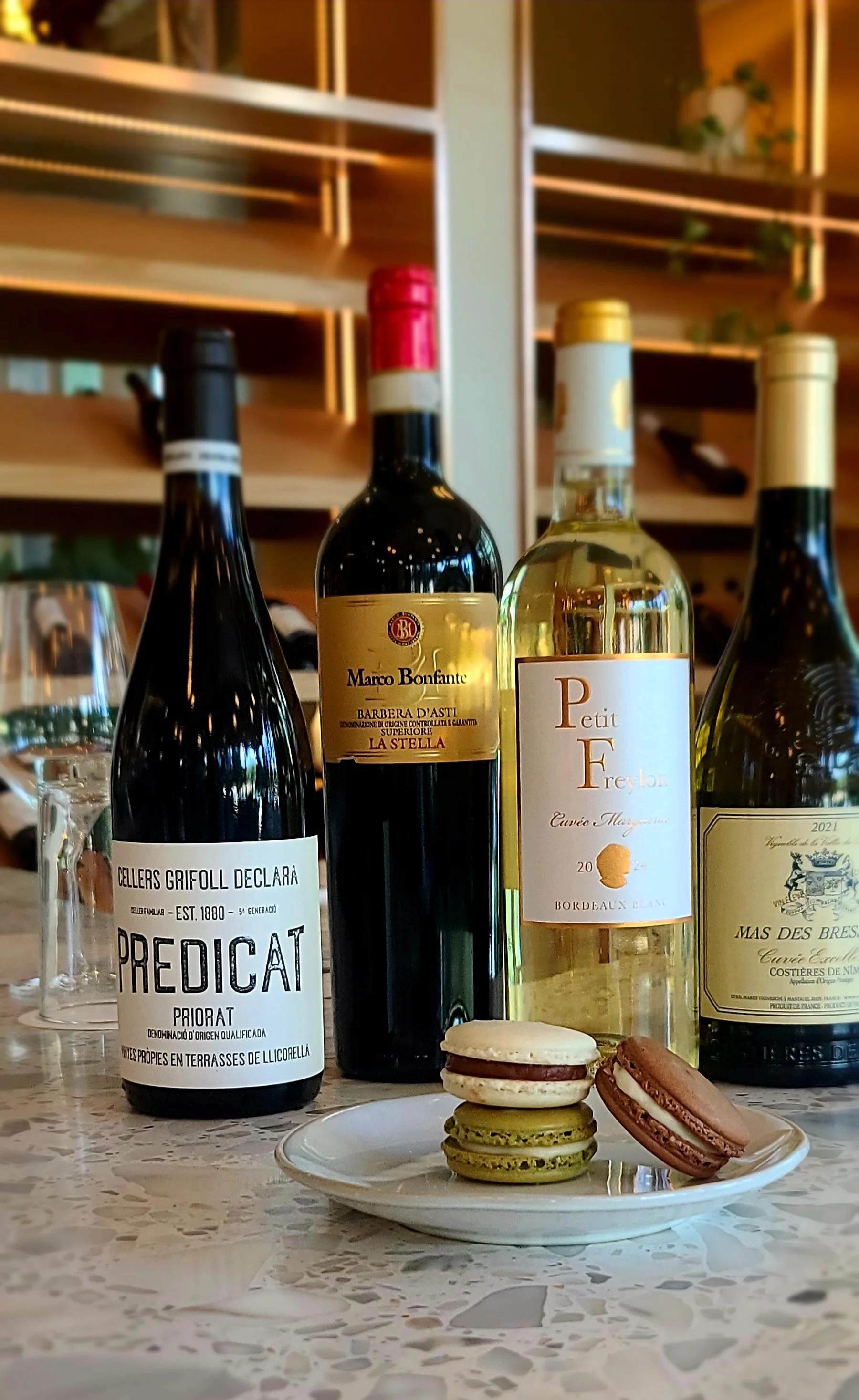 macarons and wine
