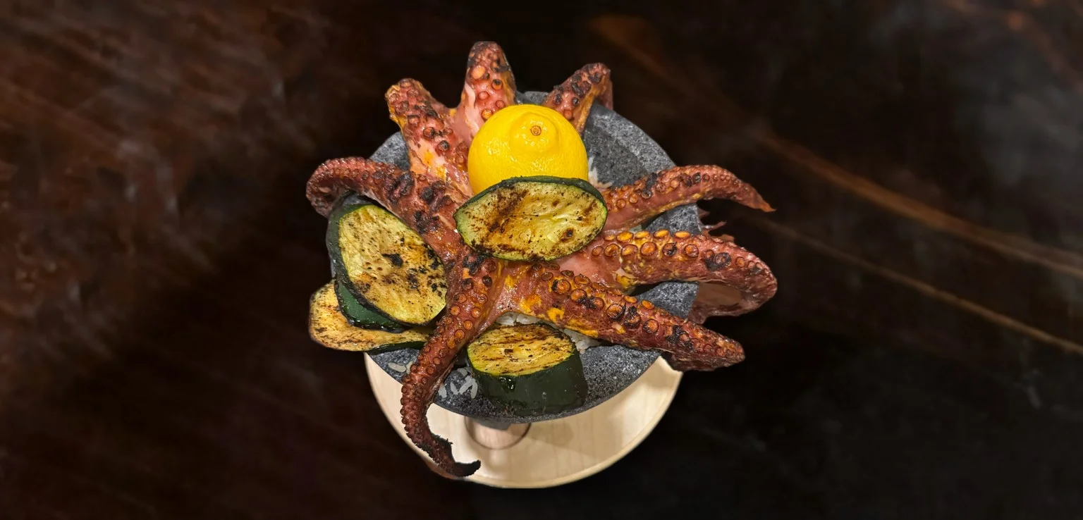 Mediterranean grilled octopus with zucchini and lemon