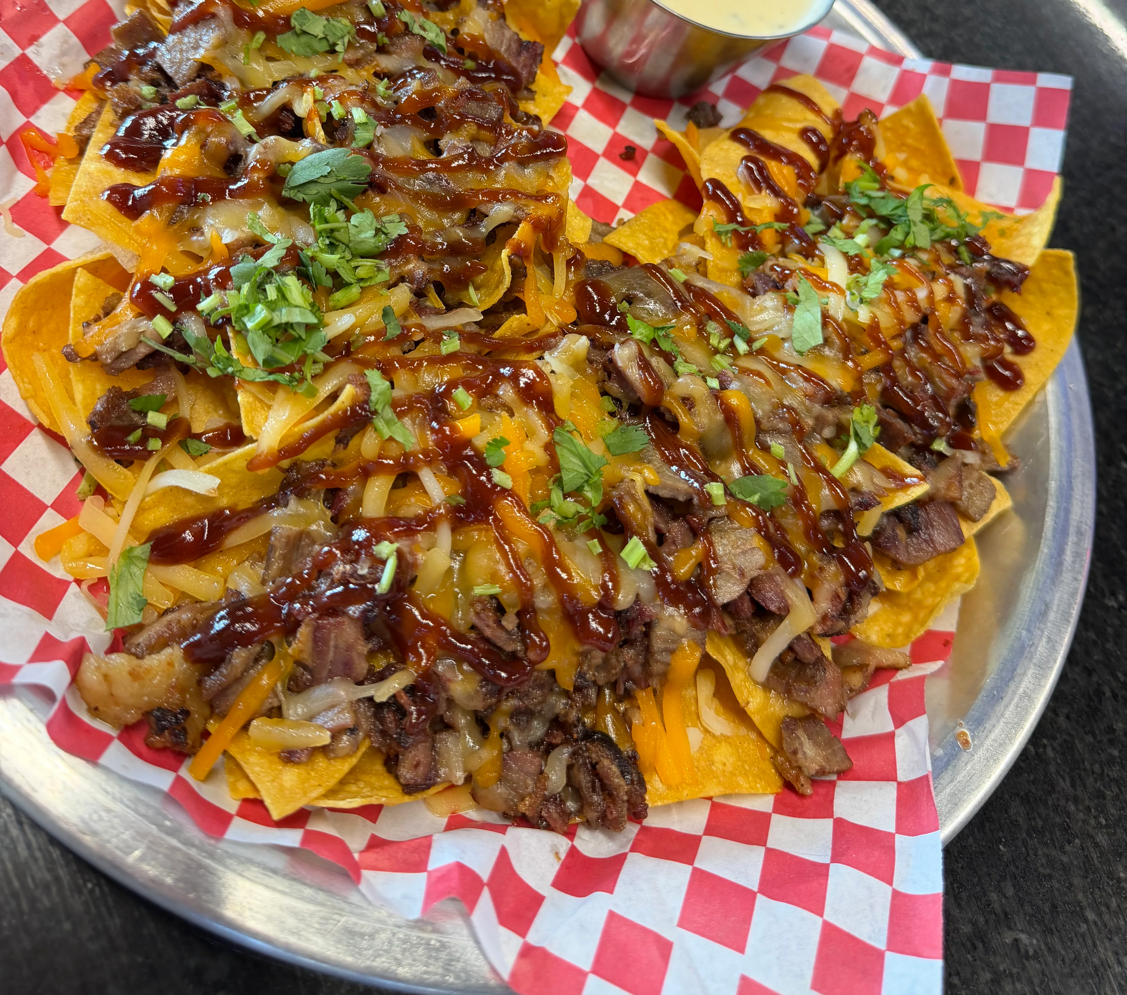Loaded nachos with beef and cheese sauce