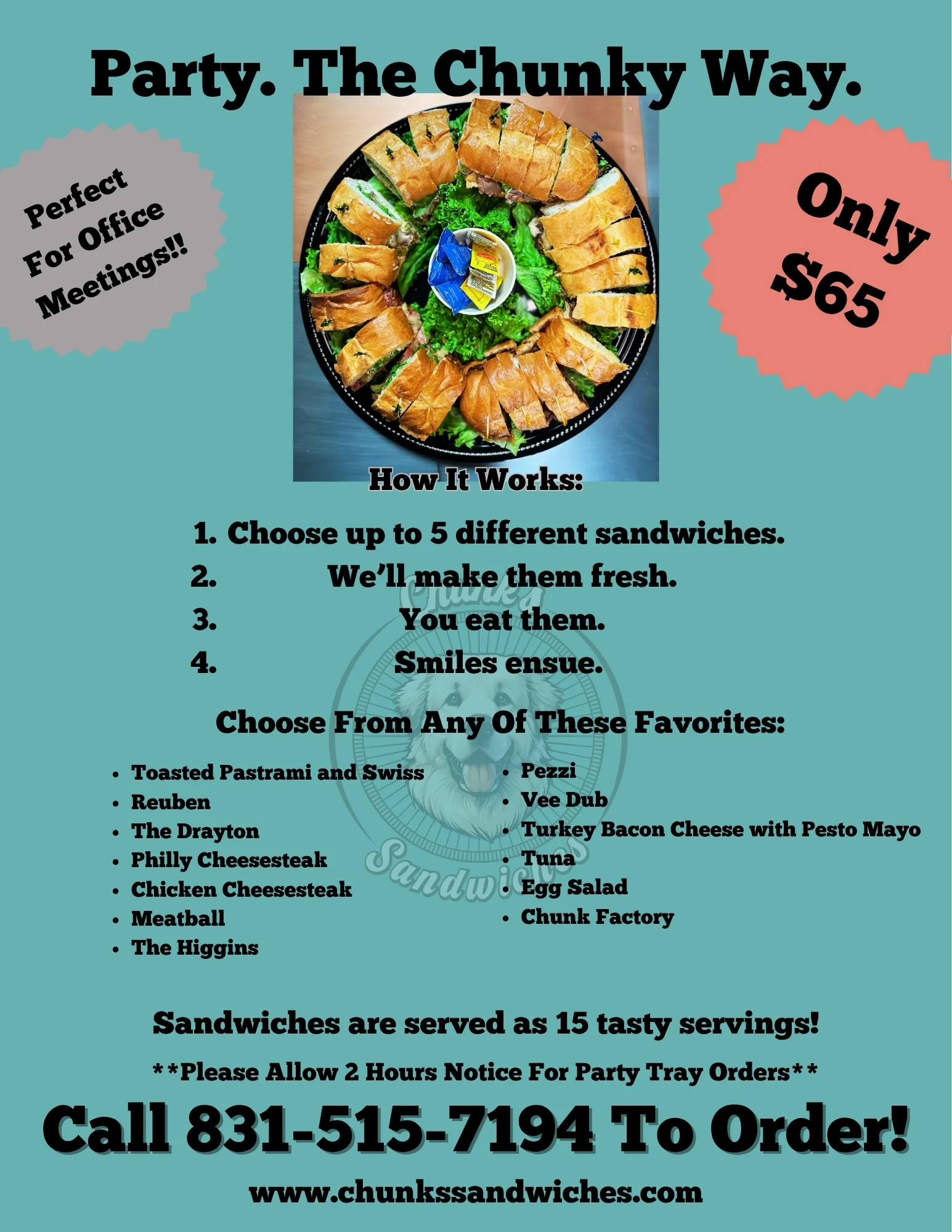 Party sandwich platter with assorted mini sandwiches