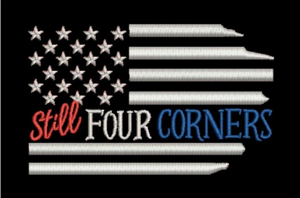 Stylized American flag with text 'Still Four Corners'