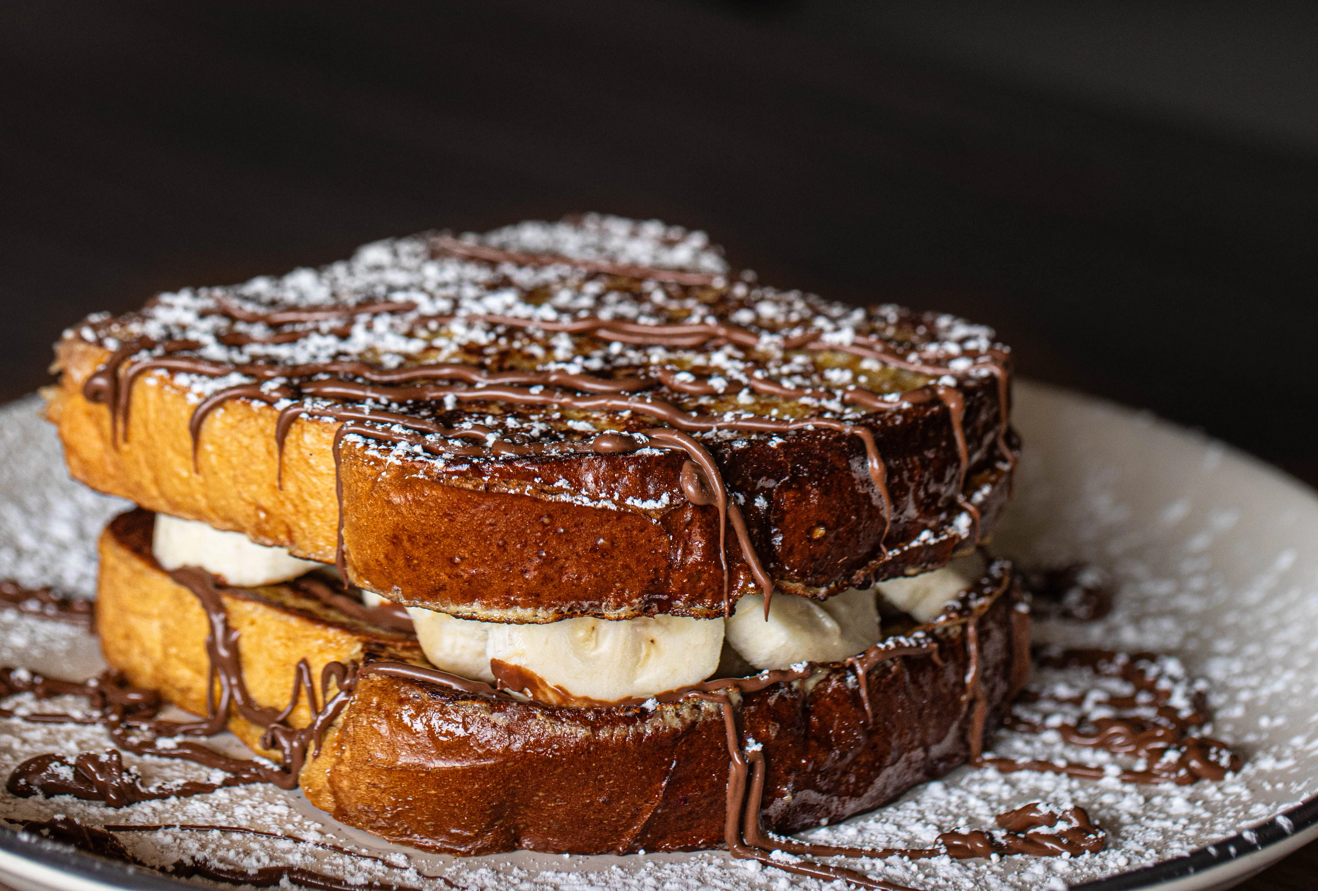 A loaded french toast sandwich