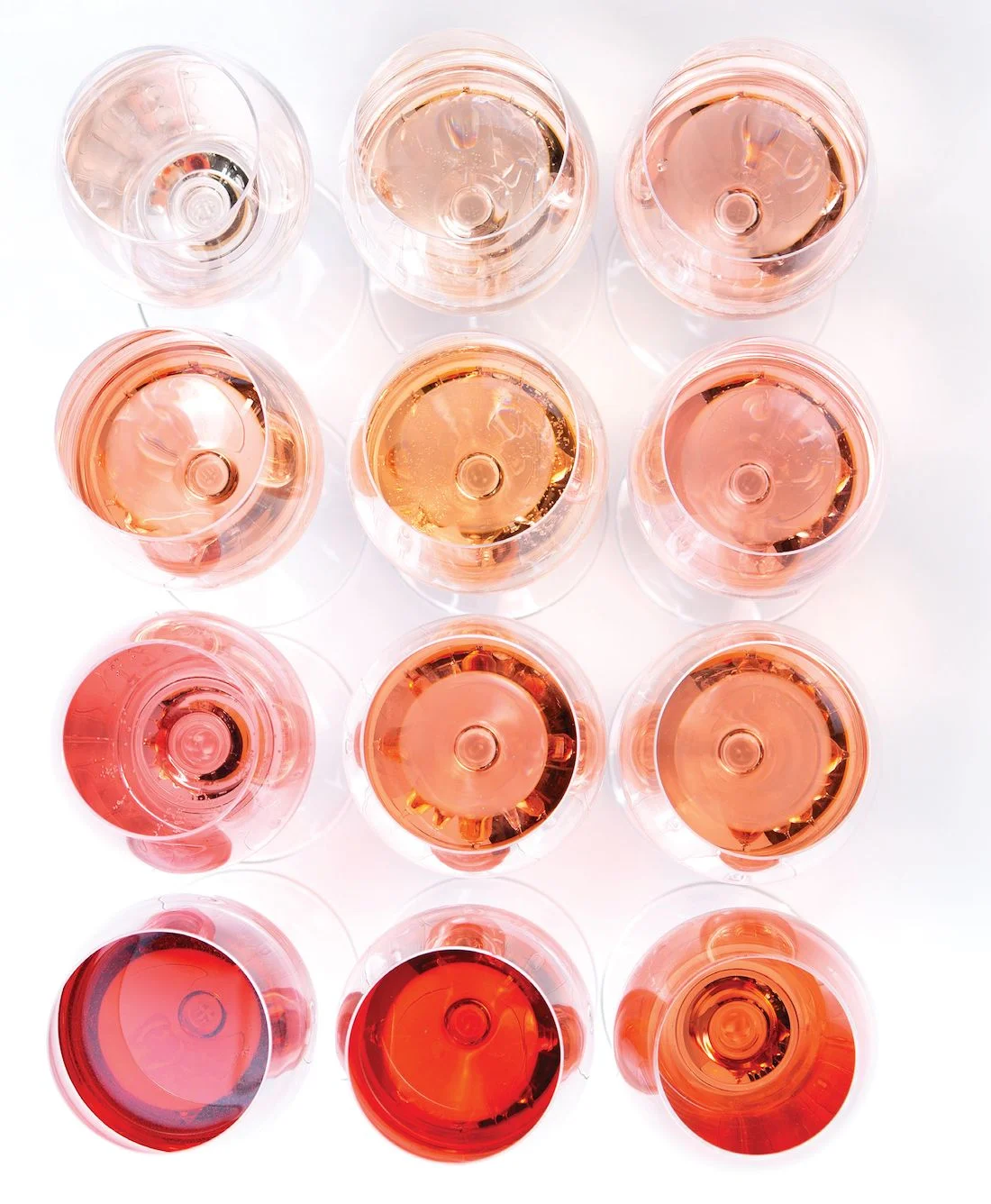 Variety of rosé wines in elegant glasses