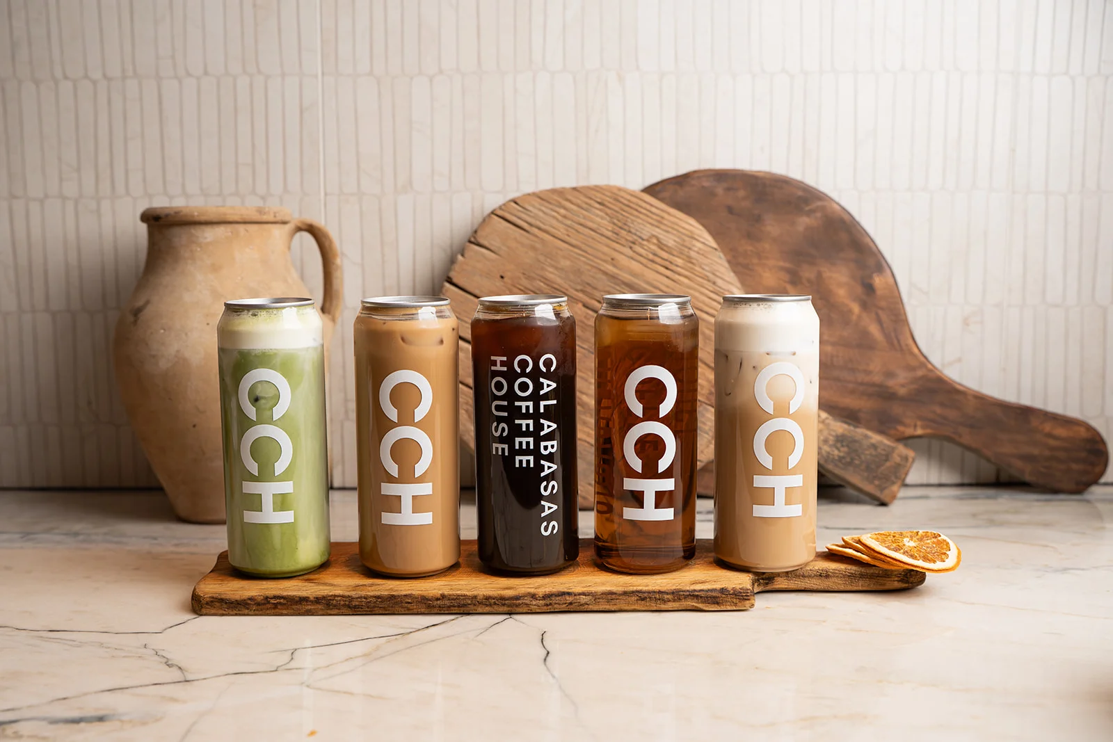 Variety of iced coffee drinks from Calabasas Coffee House