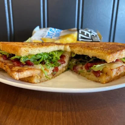 Grilled chicken sandwich with lettuce and bacon