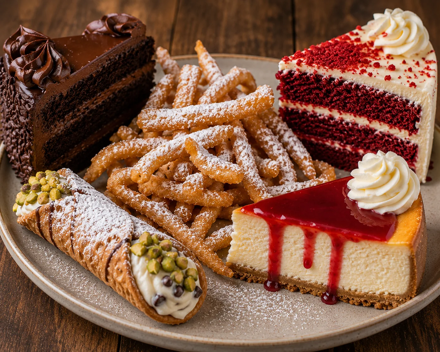 Decadent dessert platter with cakes and pastries