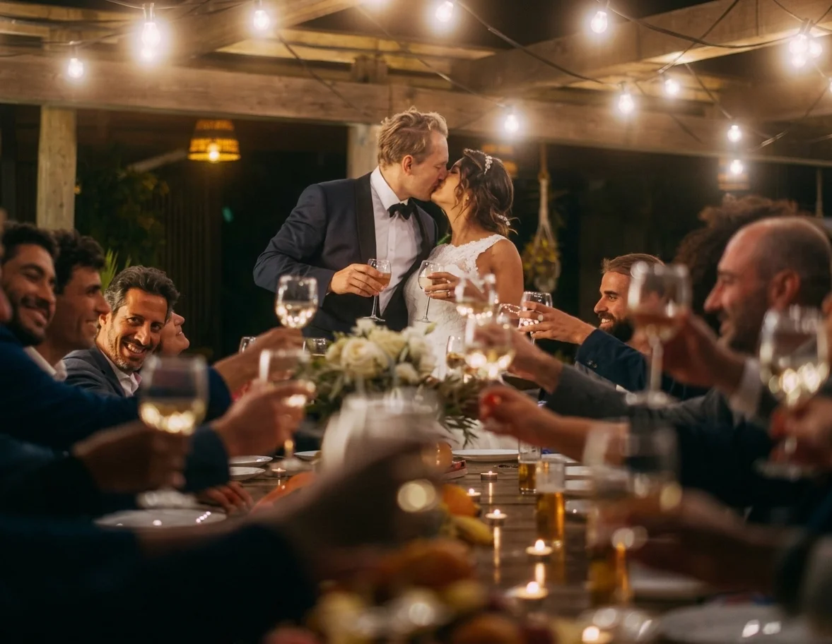 Bride and Groom kissing