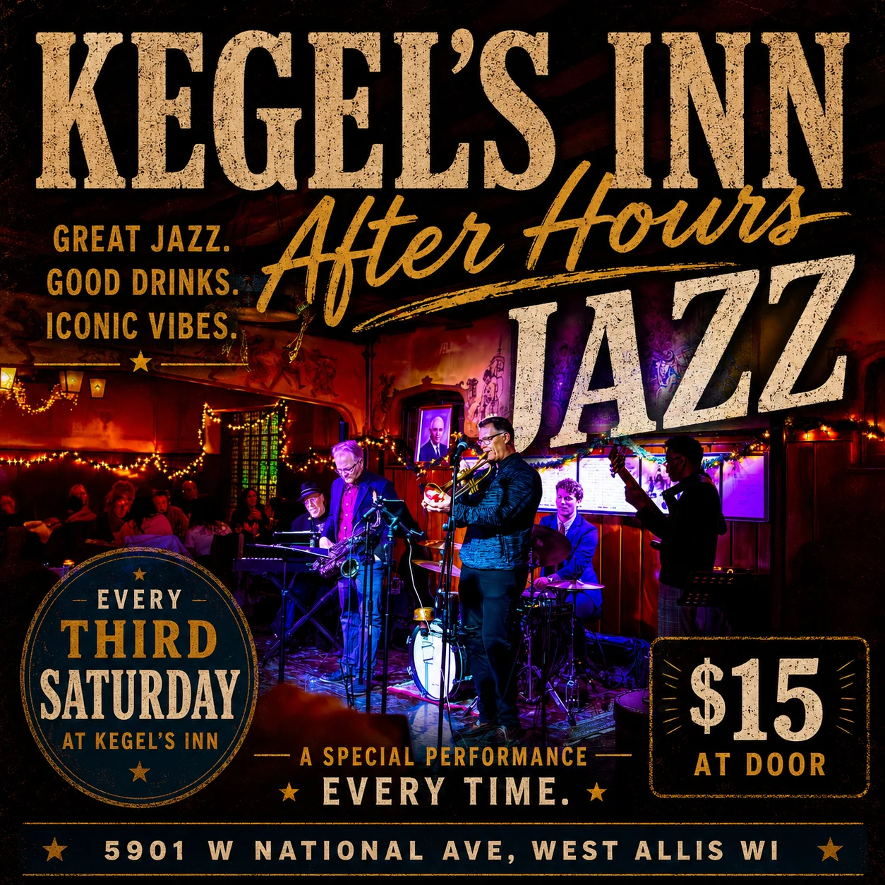 Live music schedule at Kegels with dates and performers listed