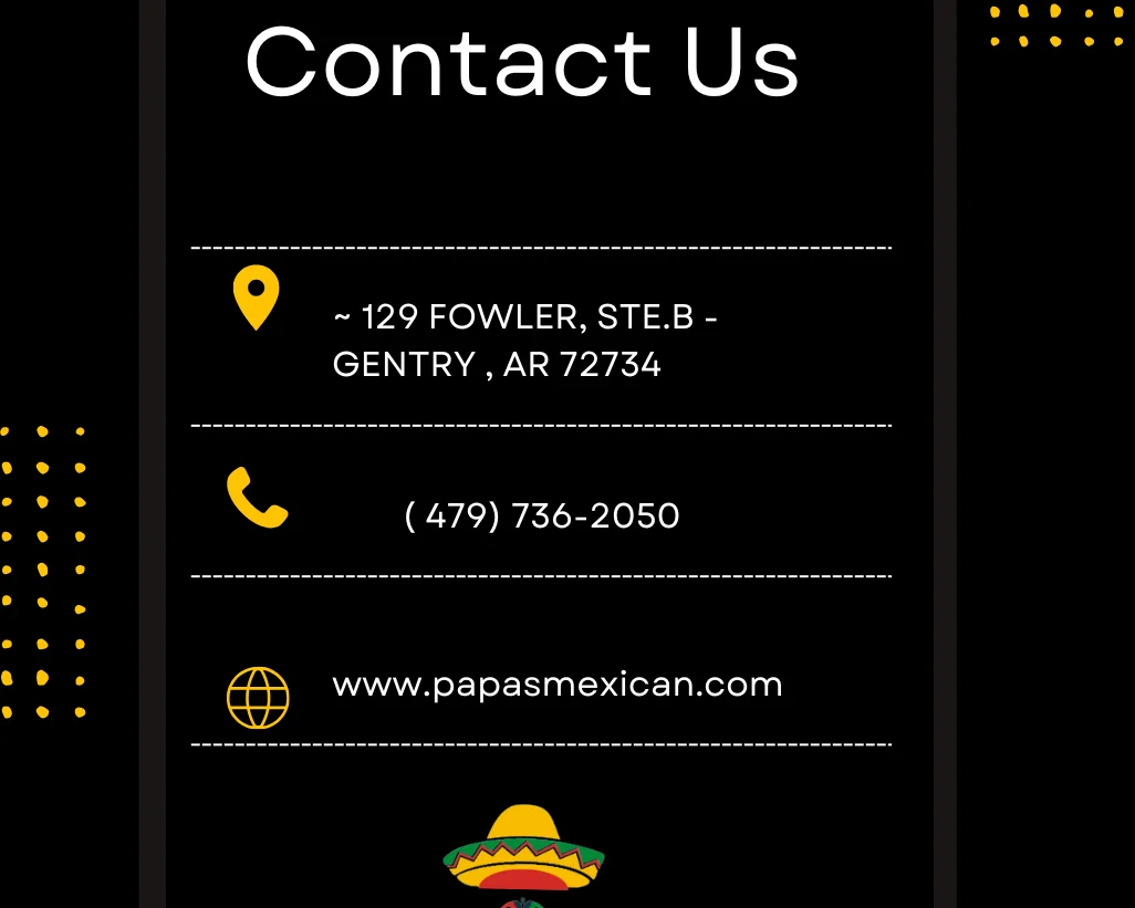 Contact information for Papa's Mexican Restaurant in Gentry, Arkansas