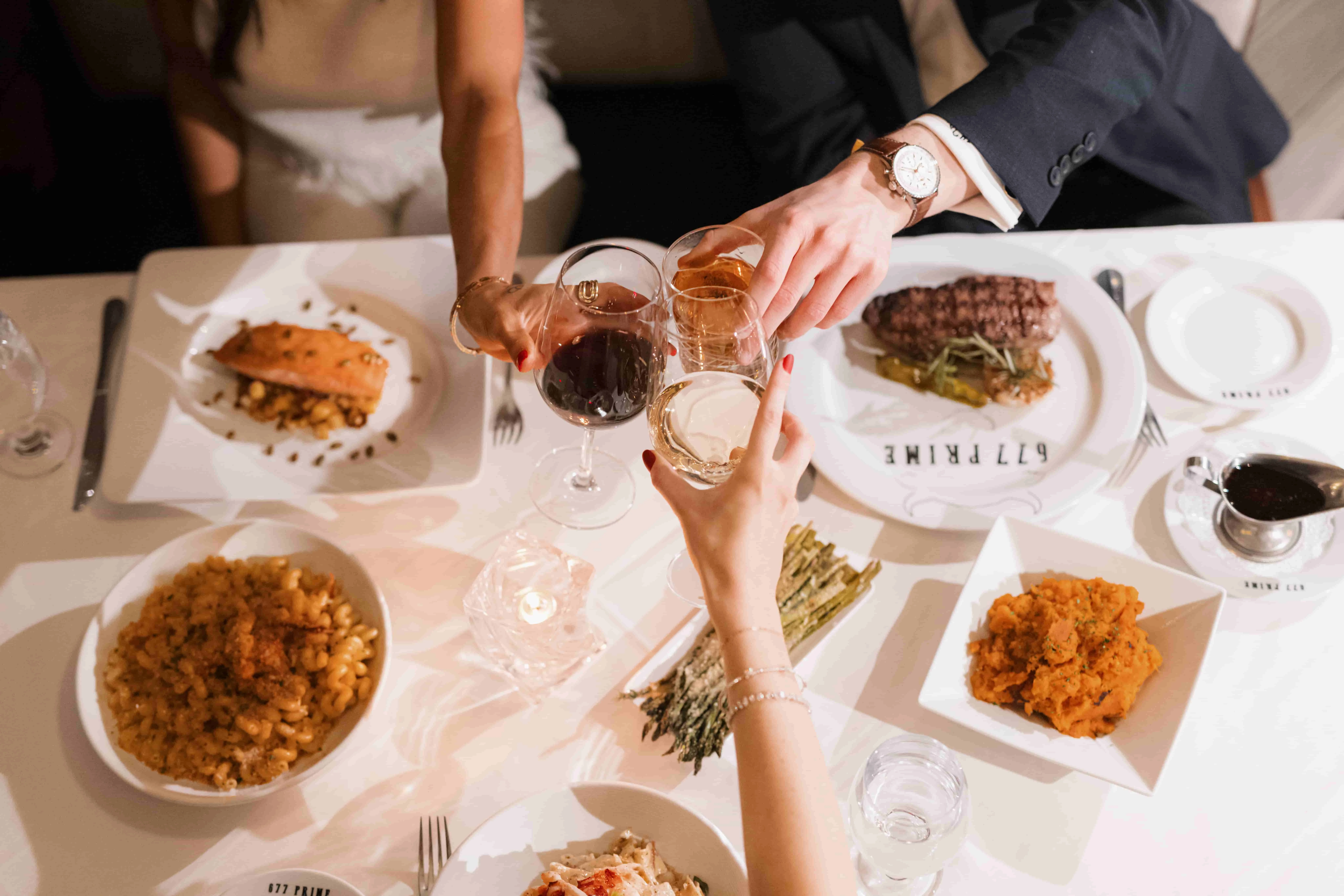 Elegant dining experience with steak and gourmet sides
