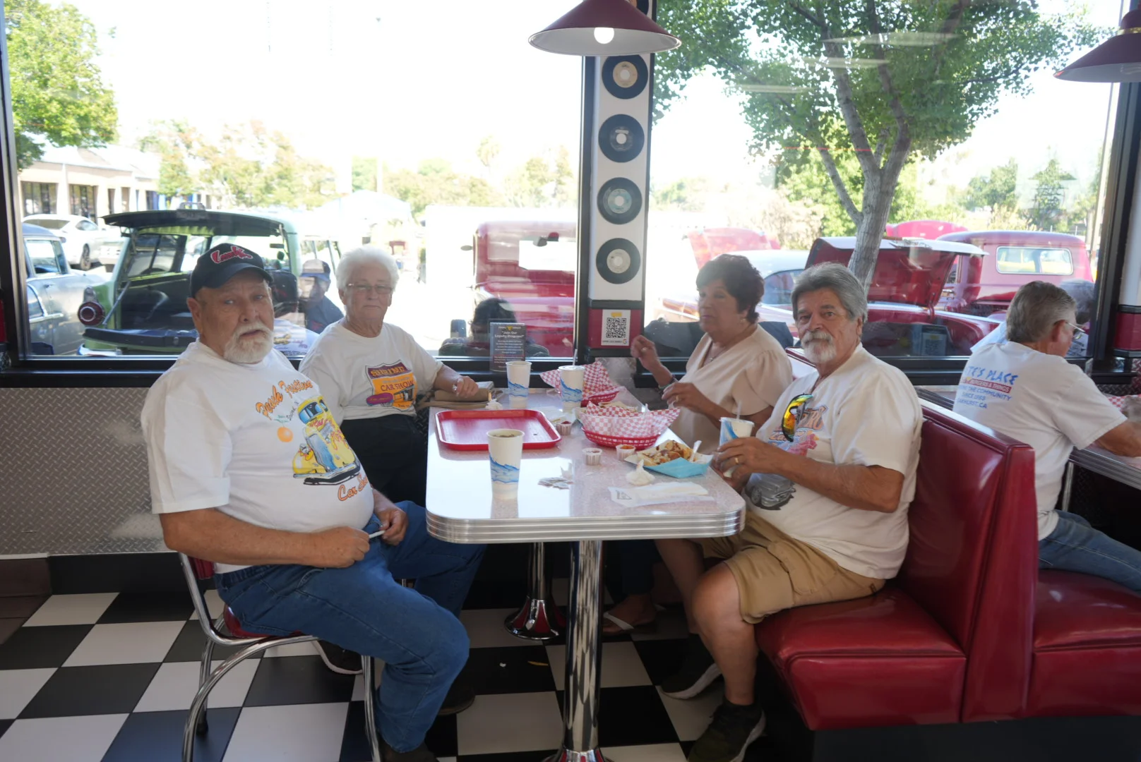 Cozy diner interior with patrons enjoying meals