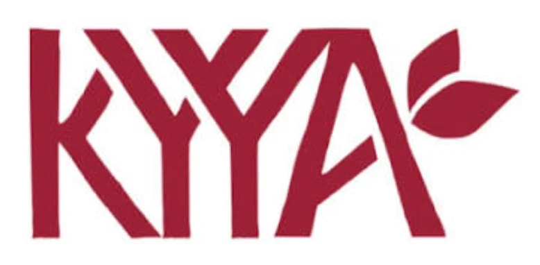 Stylized logo of KYYA restaurant featuring a leaf design