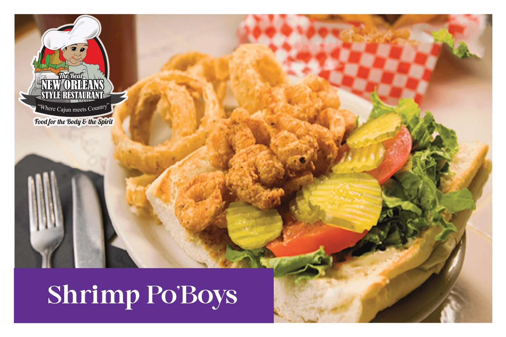 Crispy shrimp po'boy sandwich from New Orleans cuisine