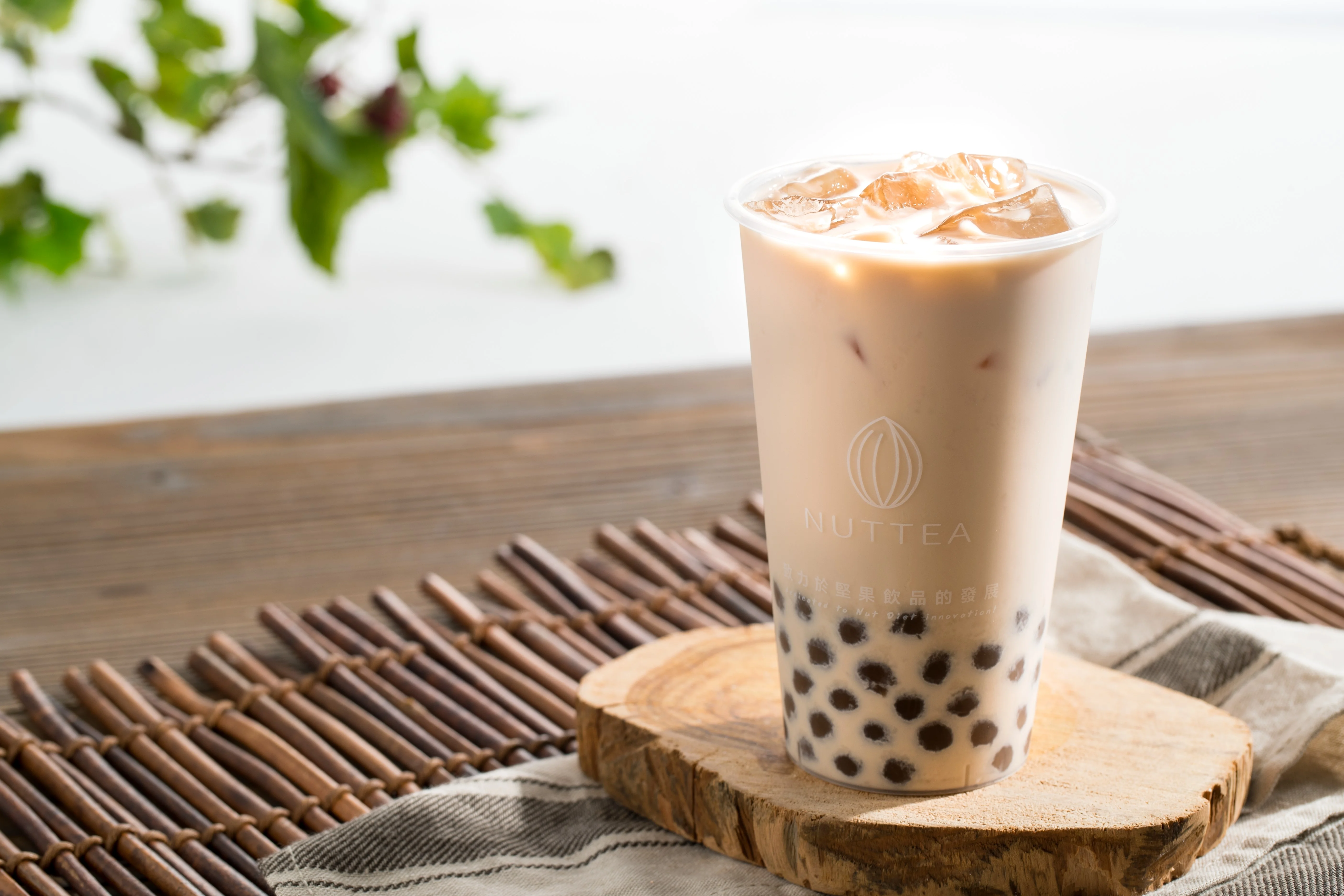 Iced Taiwanese bubble tea with tapioca pearls