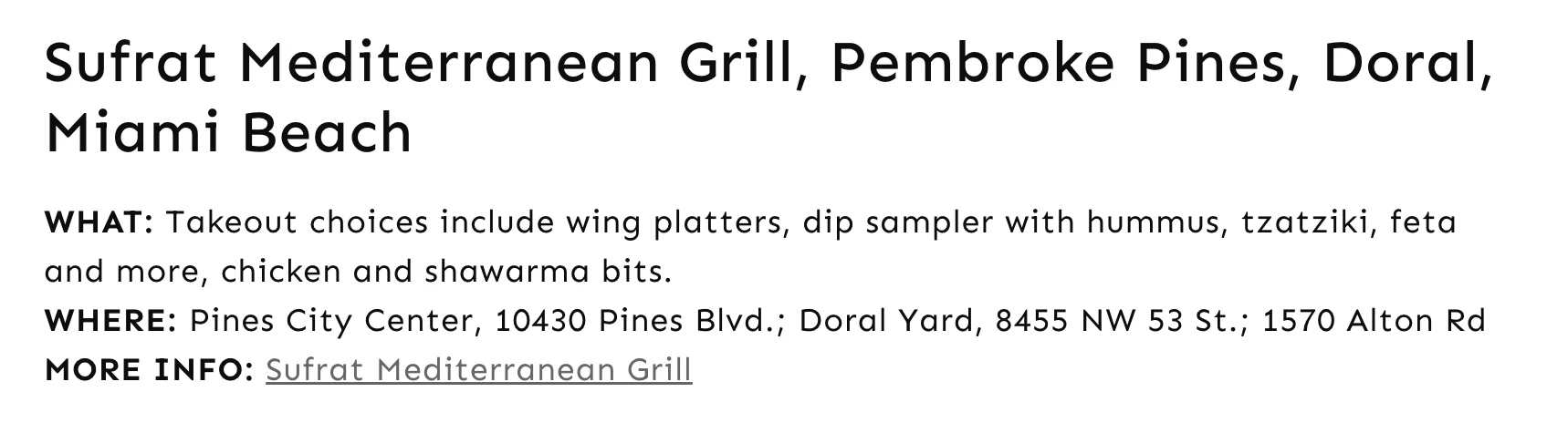 take out for all location for big parties and events
