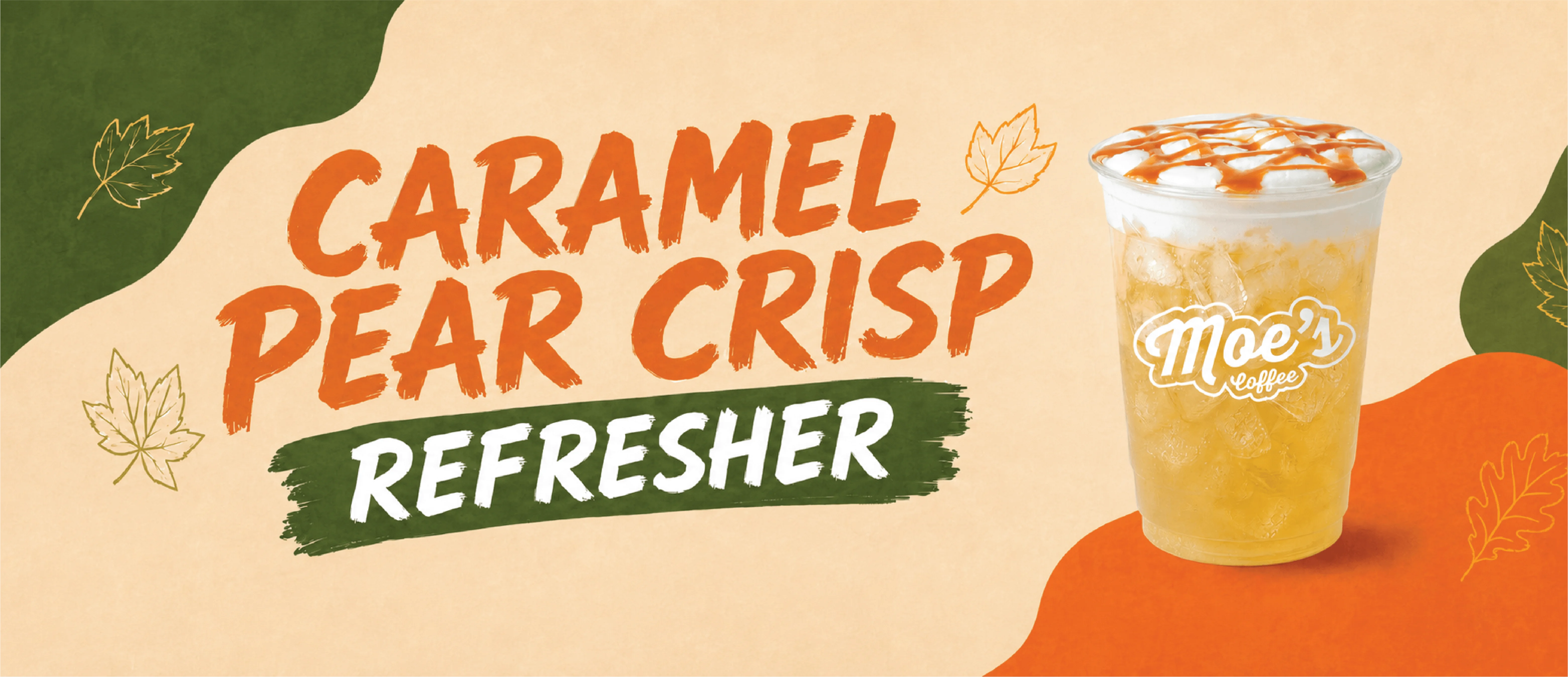 Seasonal fall lattes featuring pumpkin, banana matcha, and pistachio cream flavors