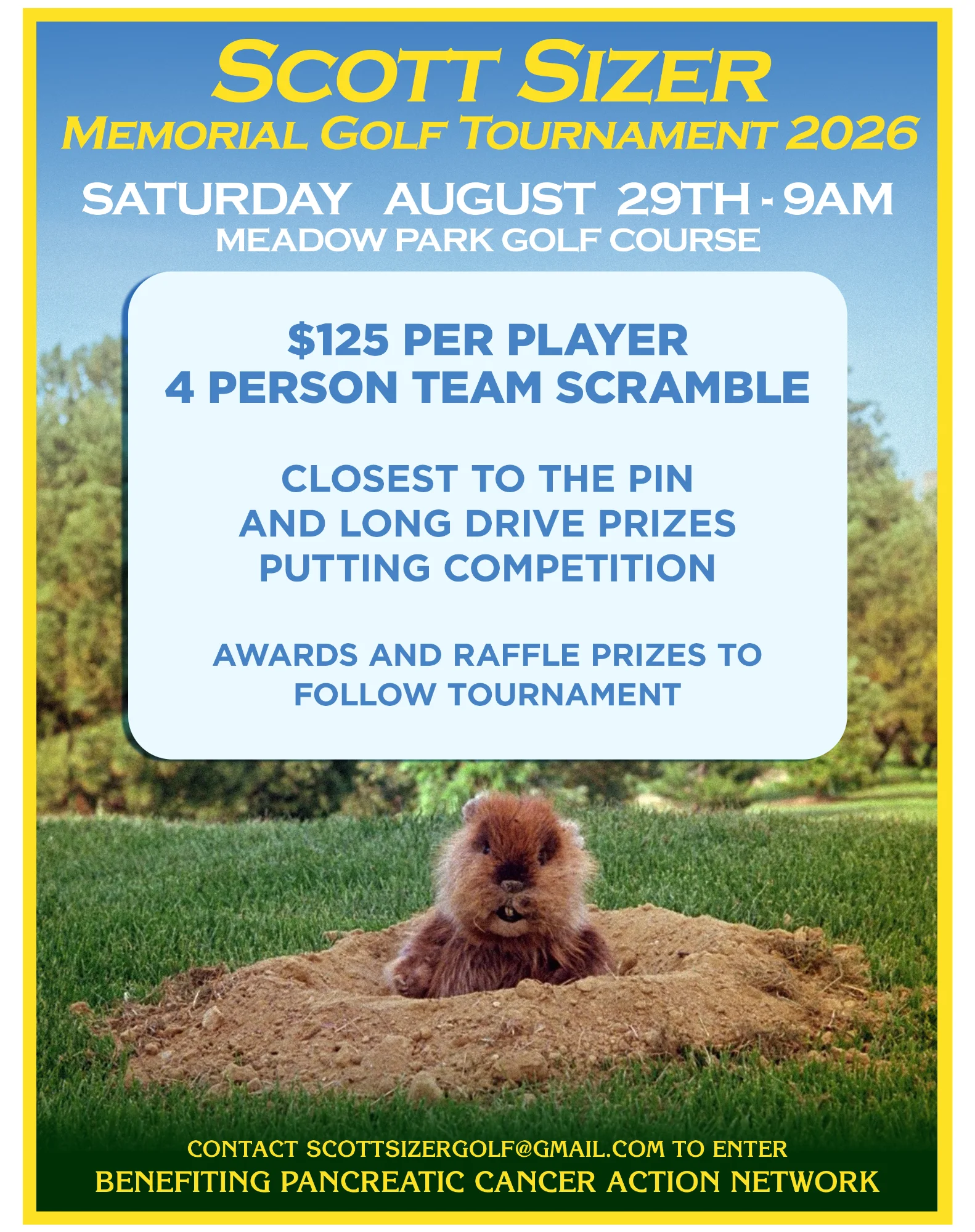 Annual golf scramble fundraiser event flyer