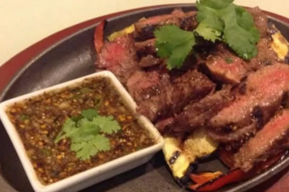 Thai grilled beef with nam jim jaew dipping sauce
