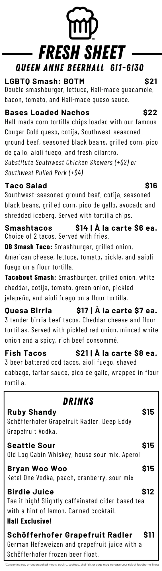 Freshsheet for May 2026 featuring menu items and promotions.