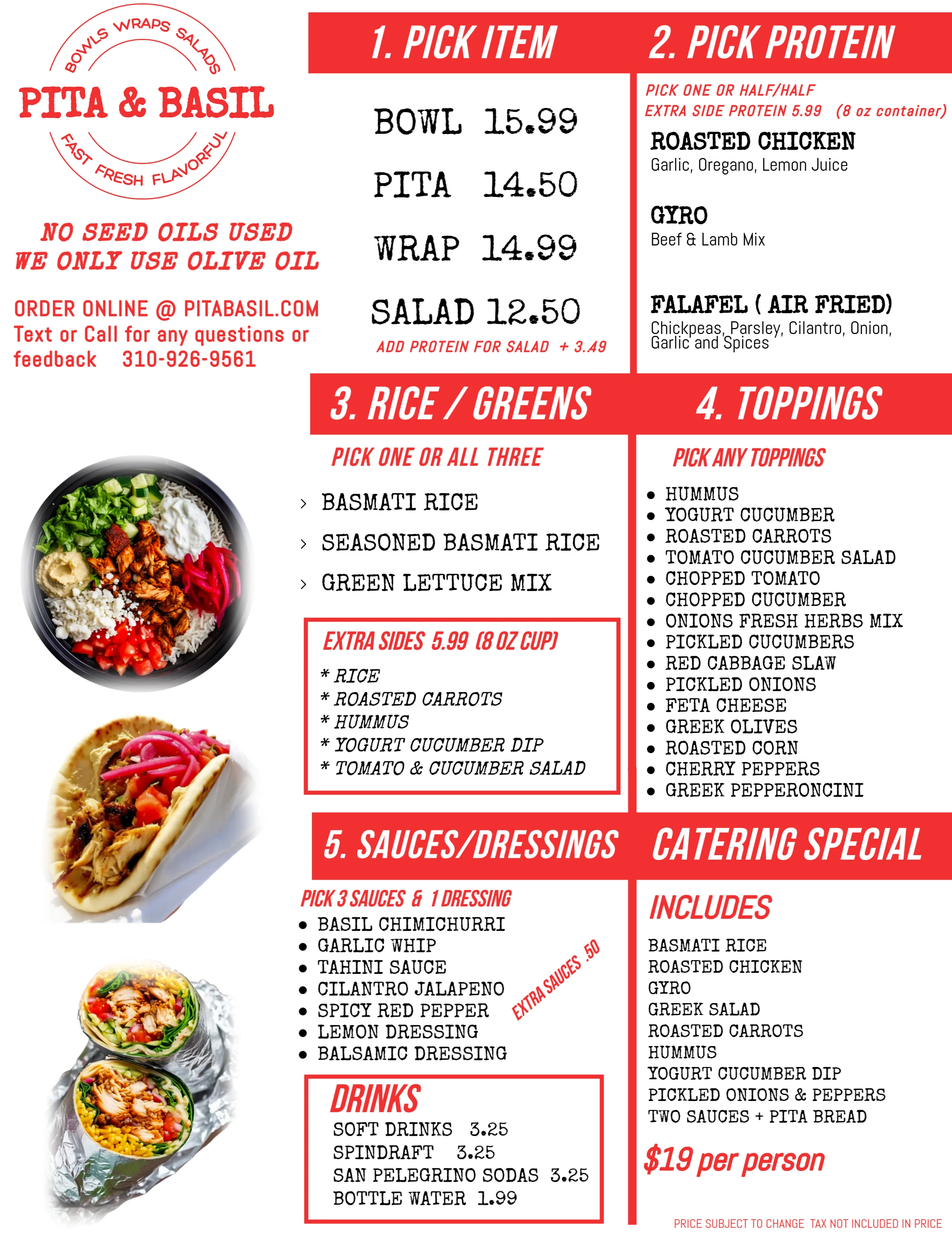 Mediterranean pita wrap with falafel and fresh toppings