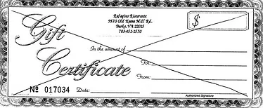 Gift certificate for a restaurant dining experience
