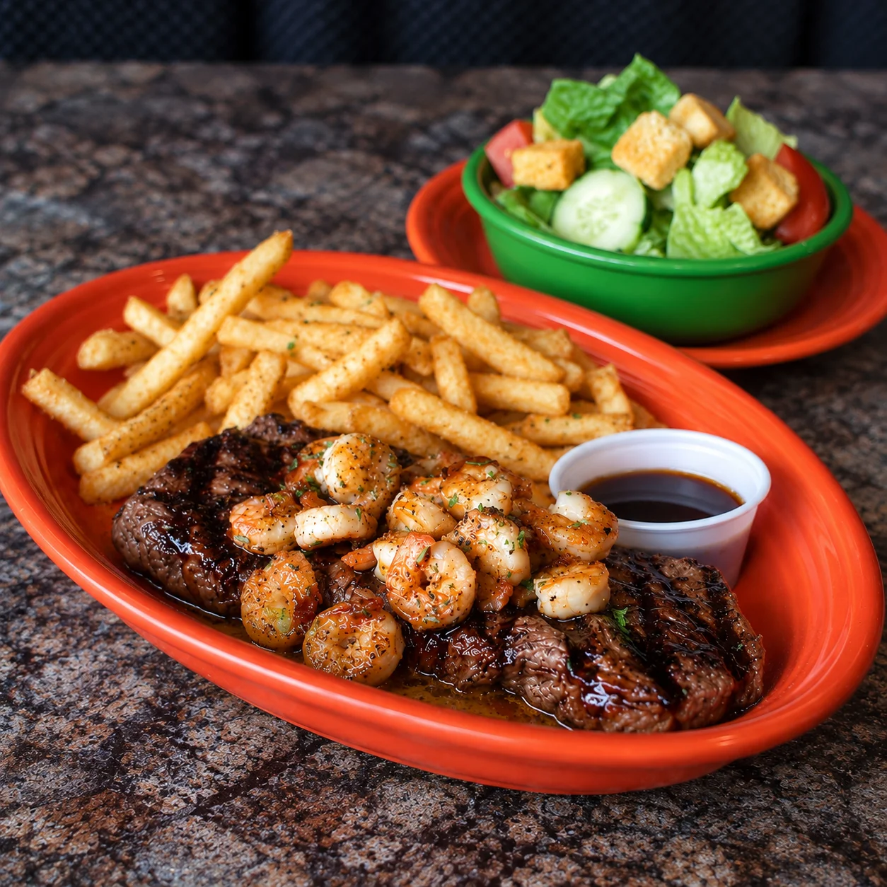 Whiskey Steak w/Shrimp