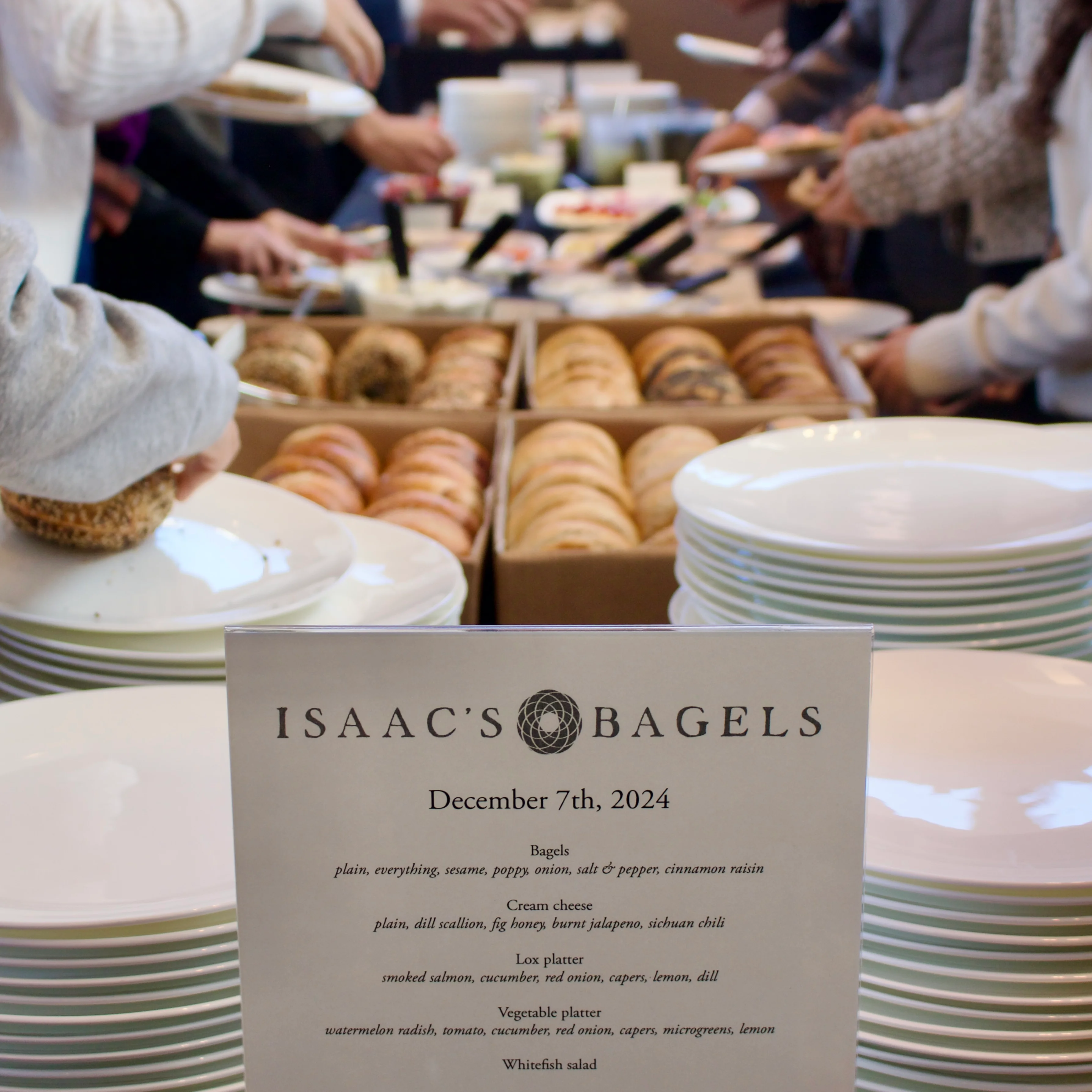 Bagel brunch spread with lox and cream cheese