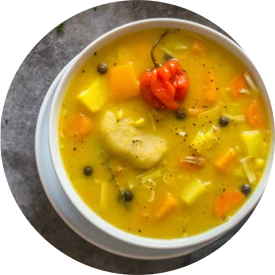 Colorful flyer showcasing a variety of delicious soups.